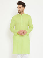Thumbnail for VM by Vastramay Men's Green Cotton Blend Kurta - Distacart