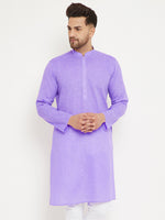 Thumbnail for VM by Vastramay Men's Purple Cotton Blend Kurta - Distacart