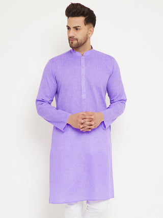 VM by Vastramay Men's Purple Cotton Blend Kurta - Distacart