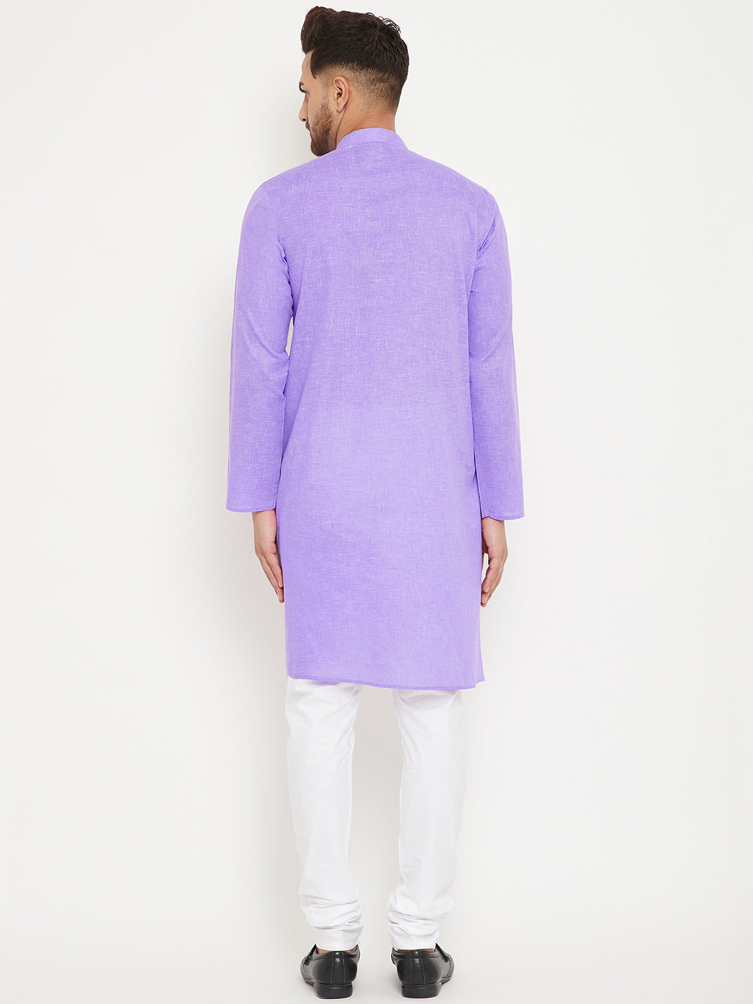 VM by Vastramay Men's Purple And White Cotton Blend Kurta Pyjama Set - Distacart