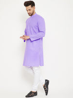 Thumbnail for VM by Vastramay Men's Purple And White Cotton Blend Kurta Pyjama Set - Distacart