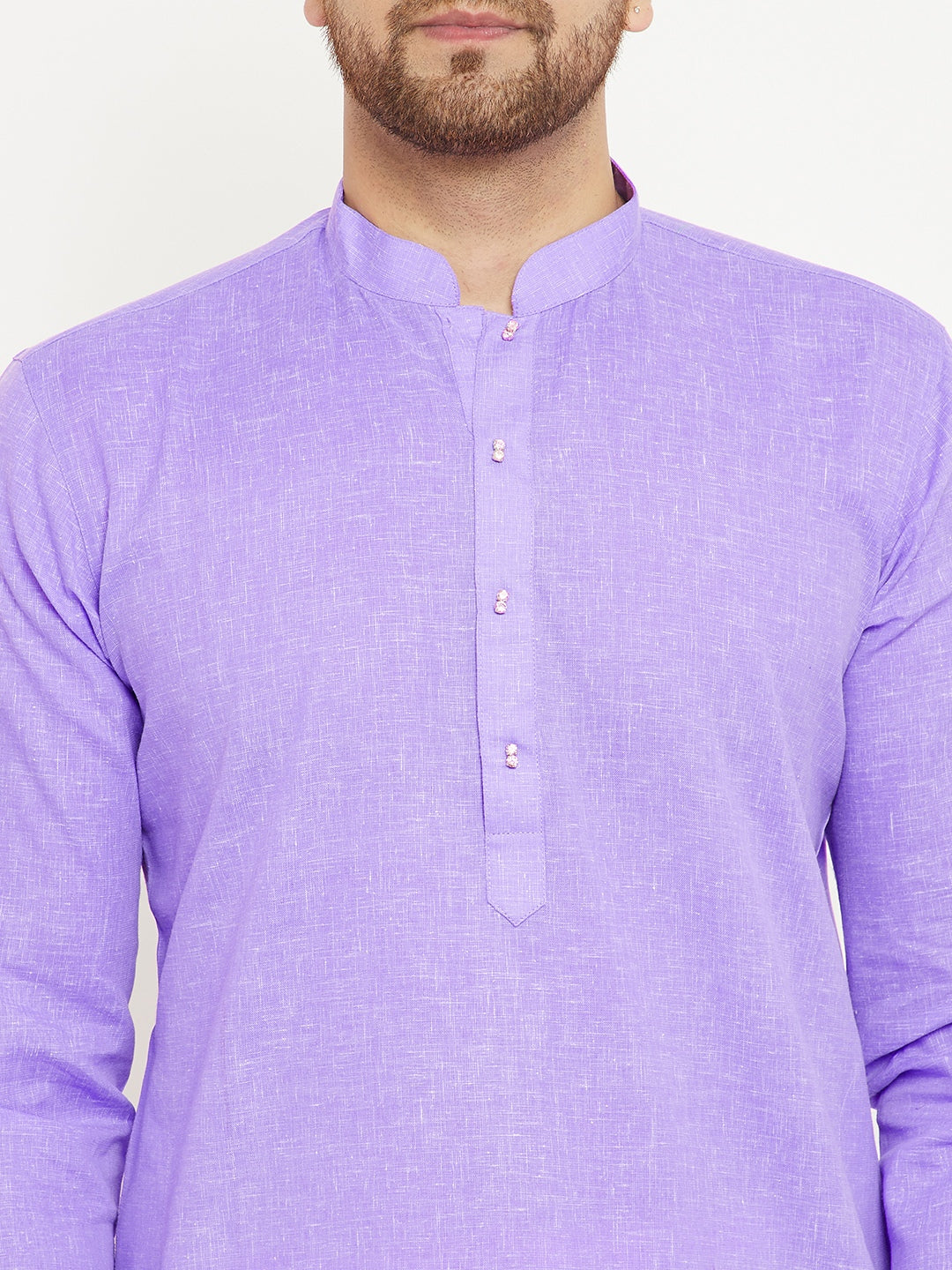 Vastramay Men's Purple And White Cotton Blend Kurta Pyjama Set - Distacart
