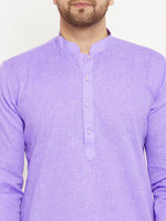 Thumbnail for Vastramay Men's Purple And White Cotton Blend Kurta Pyjama Set - Distacart