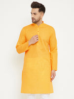 Thumbnail for VM by Vastramay Men's Yellow Cotton Blend Kurta - Distacart