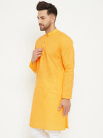 Thumbnail for VM by Vastramay Men's Yellow Cotton Blend Kurta - Distacart