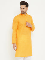 Thumbnail for VM by Vastramay Men's Yellow Cotton Blend Kurta - Distacart