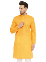Thumbnail for VM by Vastramay Men's Yellow Cotton Blend Kurta - Distacart