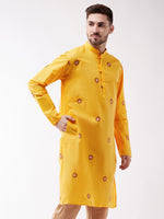 Thumbnail for Vastramay Men's Yellow And Rose Gold Kurta - Distacart