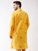 Thumbnail for Vastramay Men's Yellow And Rose Gold Kurta - Distacart