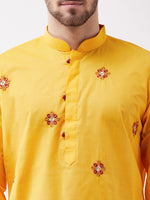 Thumbnail for Vastramay Men's Yellow And Rose Gold Kurta - Distacart