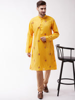 Thumbnail for Vastramay Men's Yellow And Rose Gold Kurta - Distacart