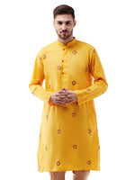 Thumbnail for Vastramay Men's Yellow And Rose Gold Kurta - Distacart