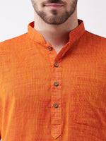 Thumbnail for Vastramay Men's Solid Orange Pure Cotton Kurta - Distacart