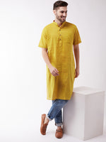 Thumbnail for Vastramay Men's Solid Yellow Pure Cotton Kurta - Distacart