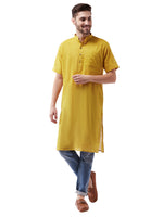 Thumbnail for Vastramay Men's Solid Yellow Pure Cotton Kurta - Distacart