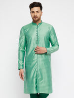 Thumbnail for Vastramay Men's Green Silk Blend Kurta - Distacart
