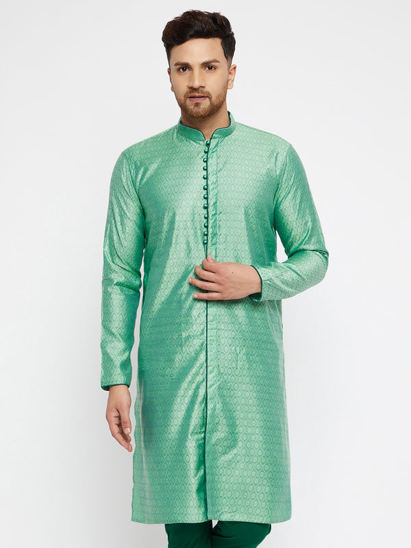 Vastramay Men's Green Silk Blend Kurta - Distacart