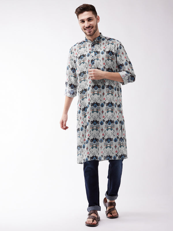 Vastramay Men's Printed Cotton Blend Kurta - Distacart