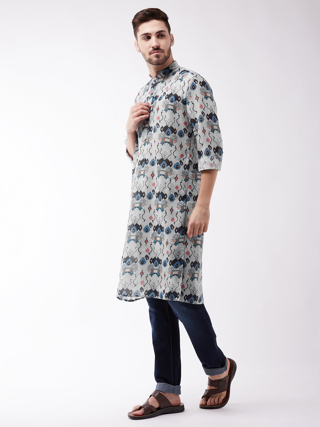 Vastramay Men's Printed Cotton Blend Kurta - Distacart