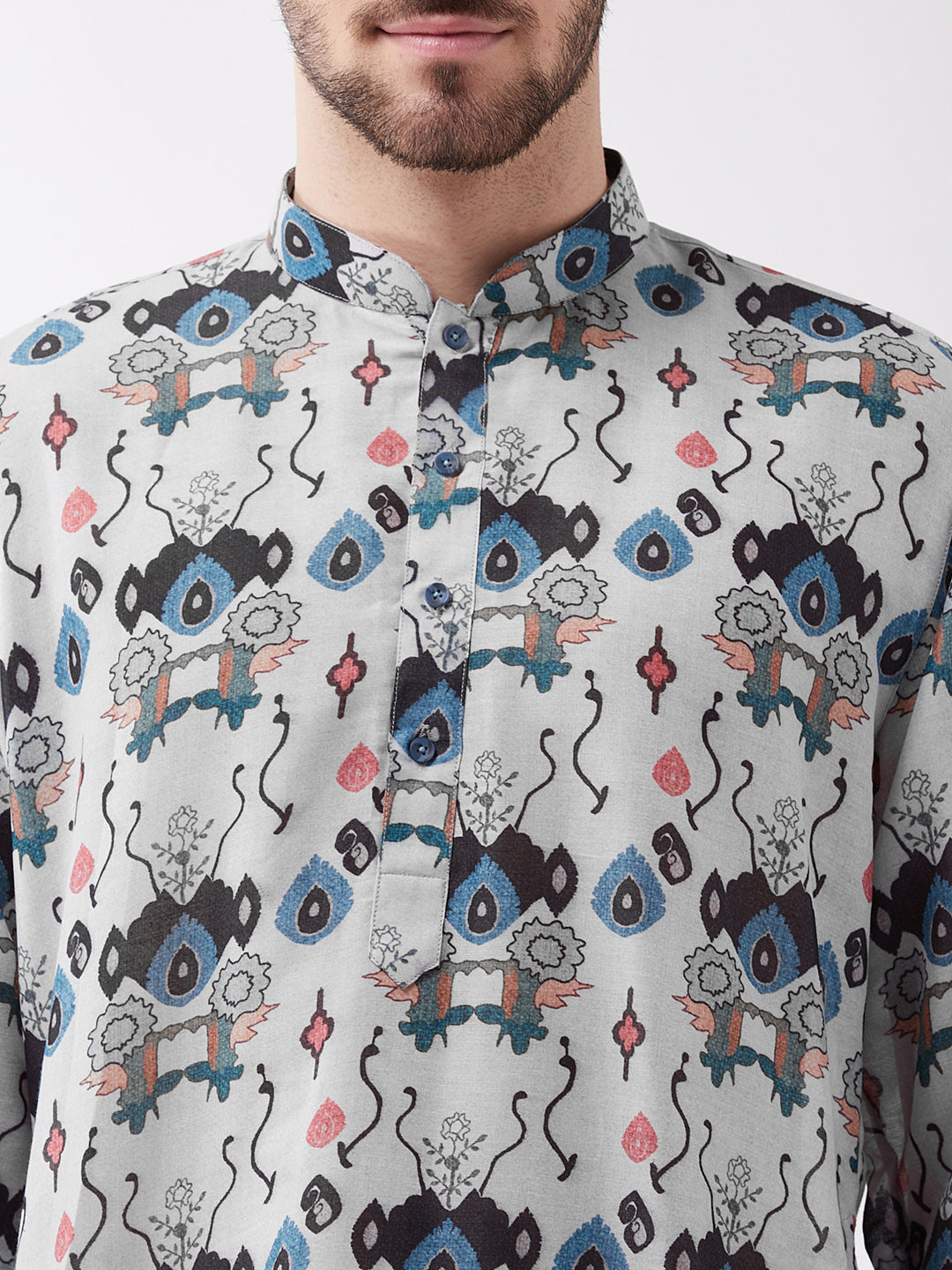 Vastramay Men's Printed Cotton Blend Kurta - Distacart