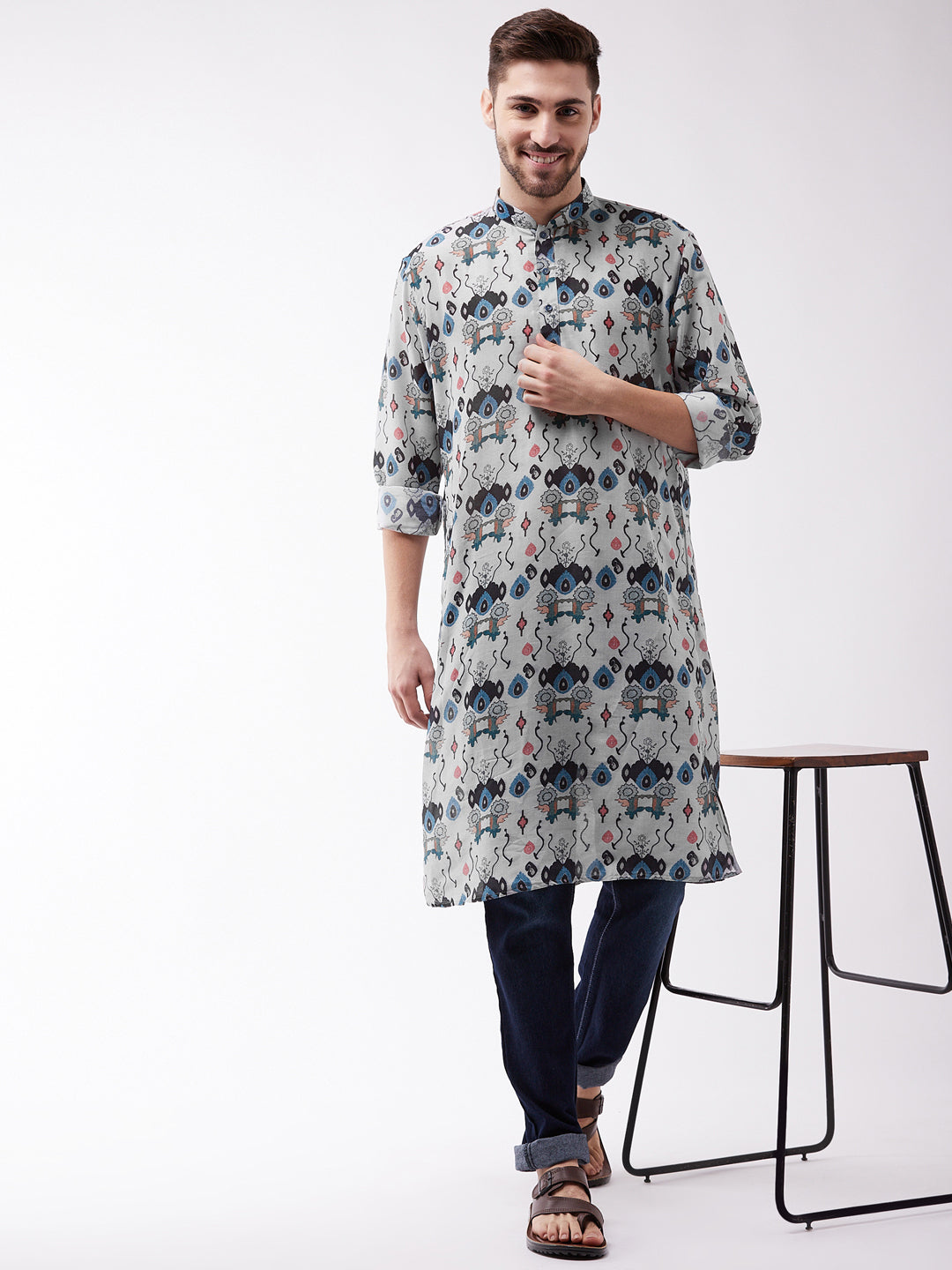 Vastramay Men's Printed Cotton Blend Kurta - Distacart