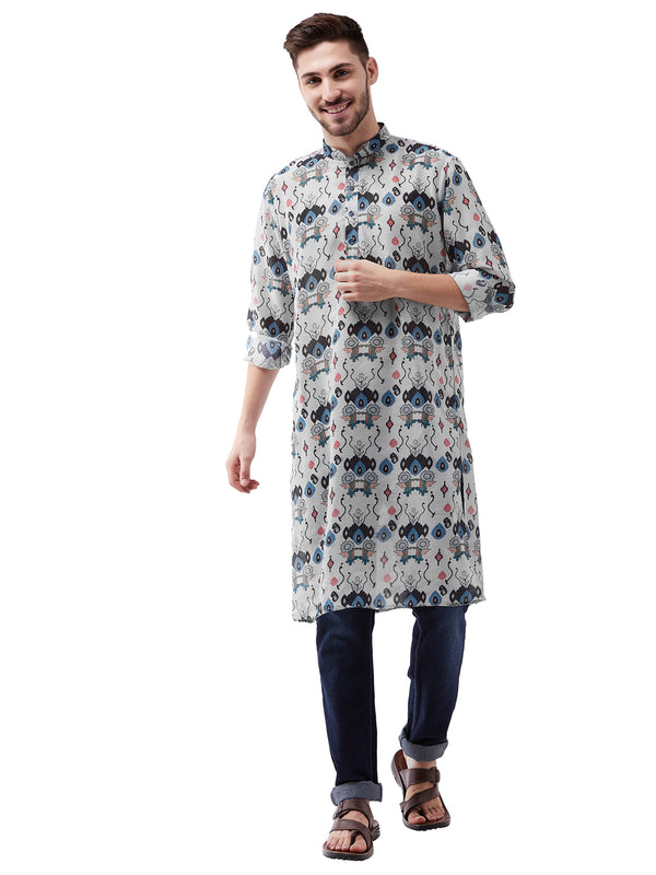 Vastramay Men's Printed Cotton Blend Kurta - Distacart