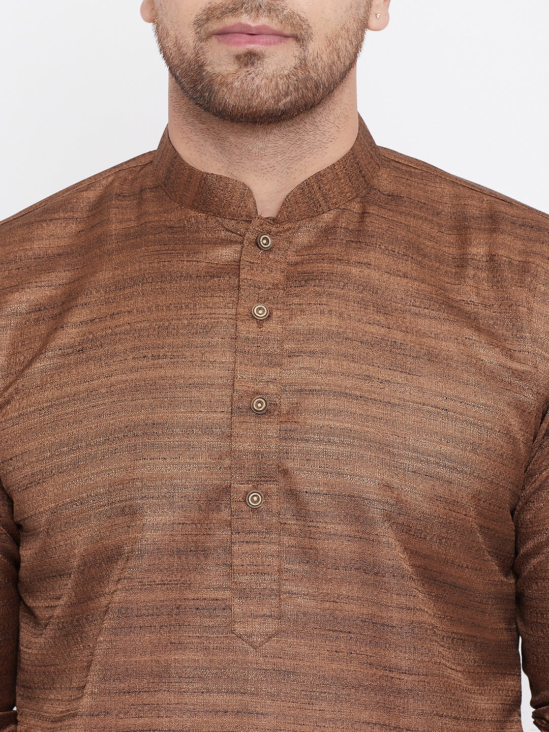 VM by Vastramay Men's Coffee Brown And Rose Gold Silk Blend Kurta Pyjama Set - Distacart