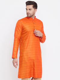 Thumbnail for Vastramay Men's Orange Silk Blend Kurta - Distacart