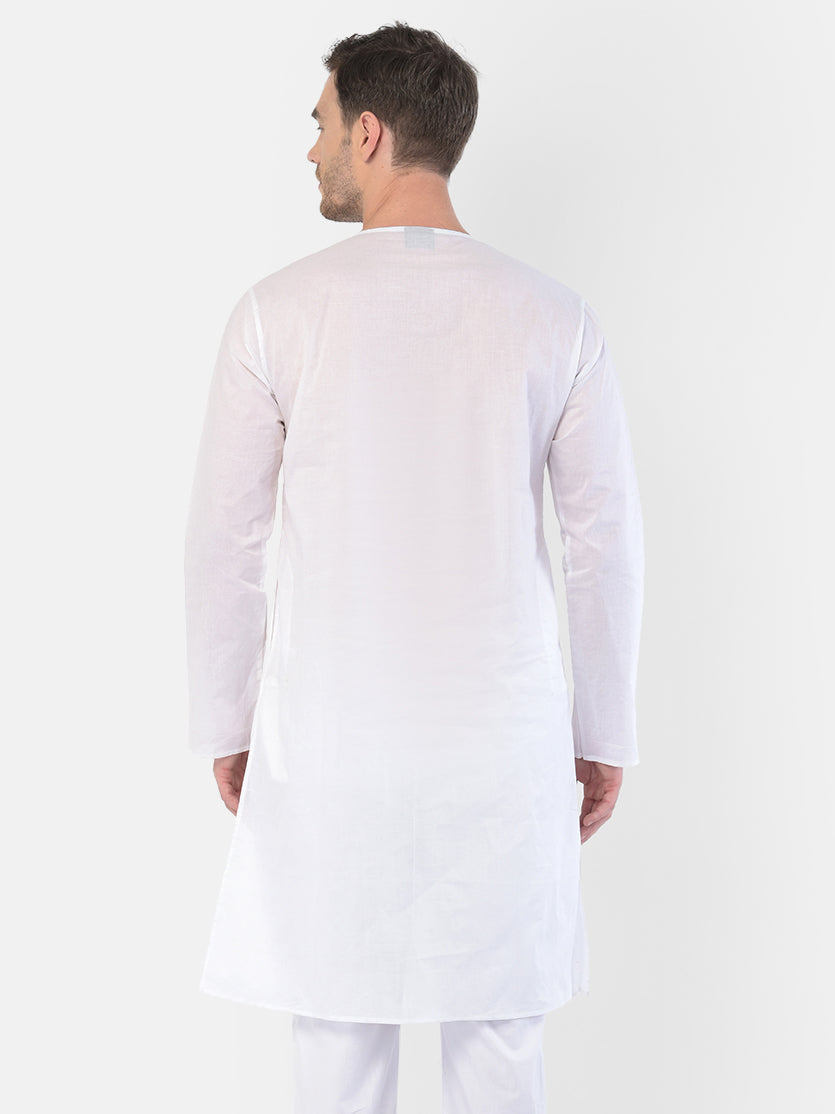Vastramay Men's White Cotton Addi Kurta - Distacart