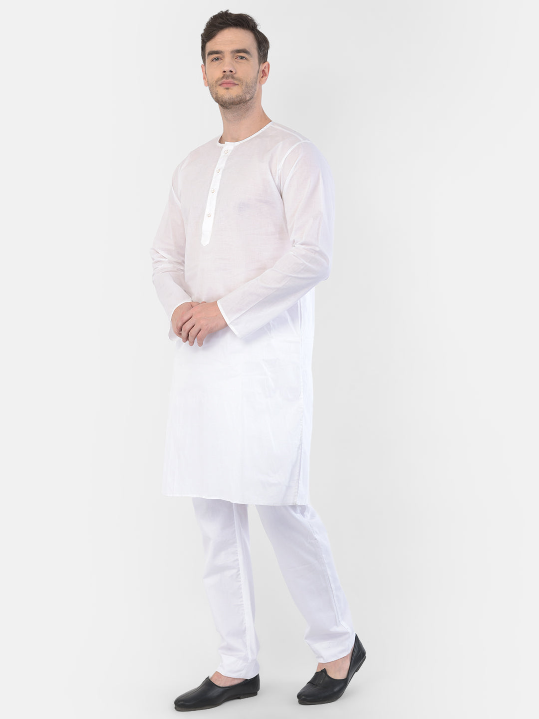 Vastramay Men's White Cotton Addi Kurta - Distacart