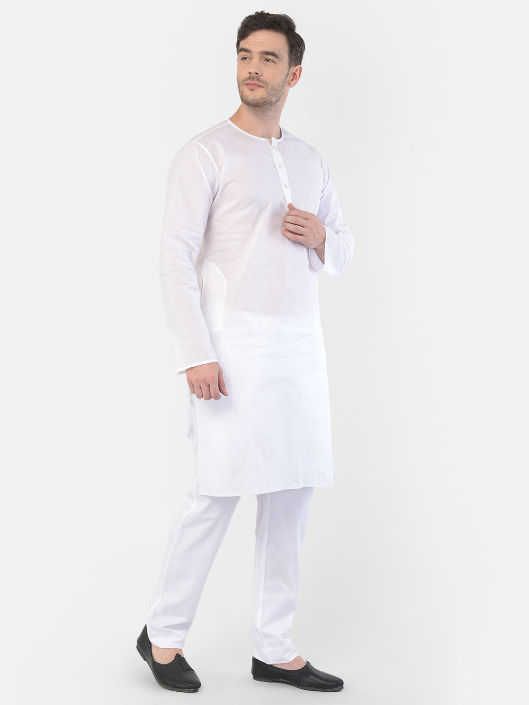 Vastramay Men's White Cotton Addi Kurta - Distacart