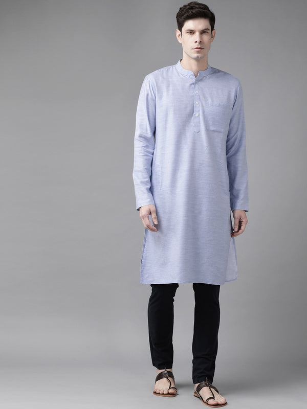 Shvaas By Vastramay Men's Aqua Blue Organic Cotton Kurta - Distacart