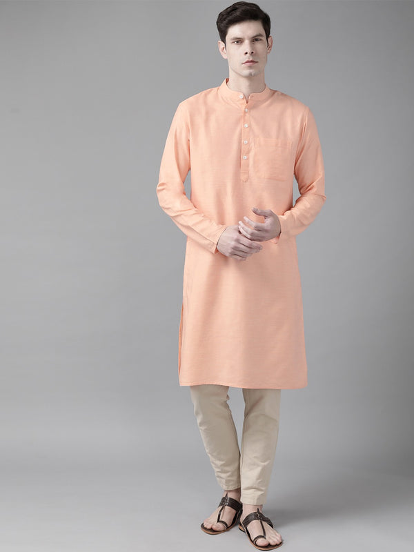 Shvaas By Vastramay Men's Orange Organic Cotton Kurta - Distacart