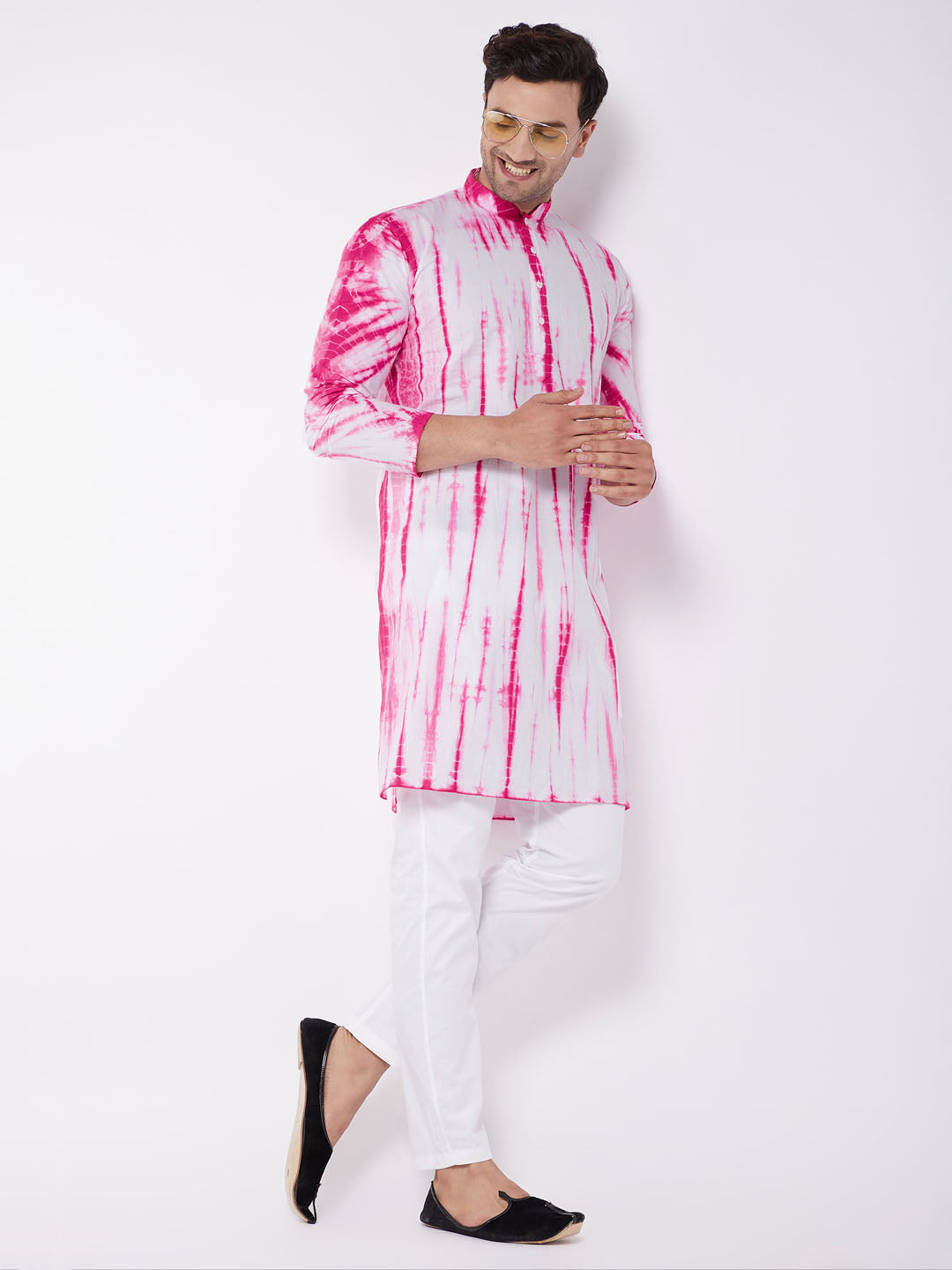 Vastramay Men's Pink Pure Cotton Kurta - Distacart