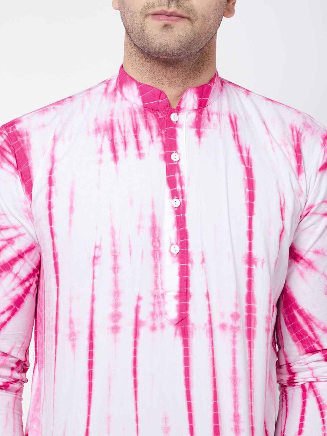 Vastramay Men's Pink And White Pure Cotton Kurta Pyjama Set - Distacart