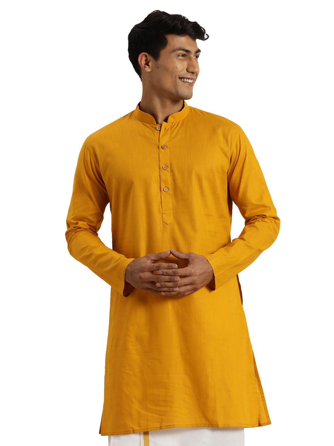 Vastramay Men's Mustard Cotton Kurta - Distacart