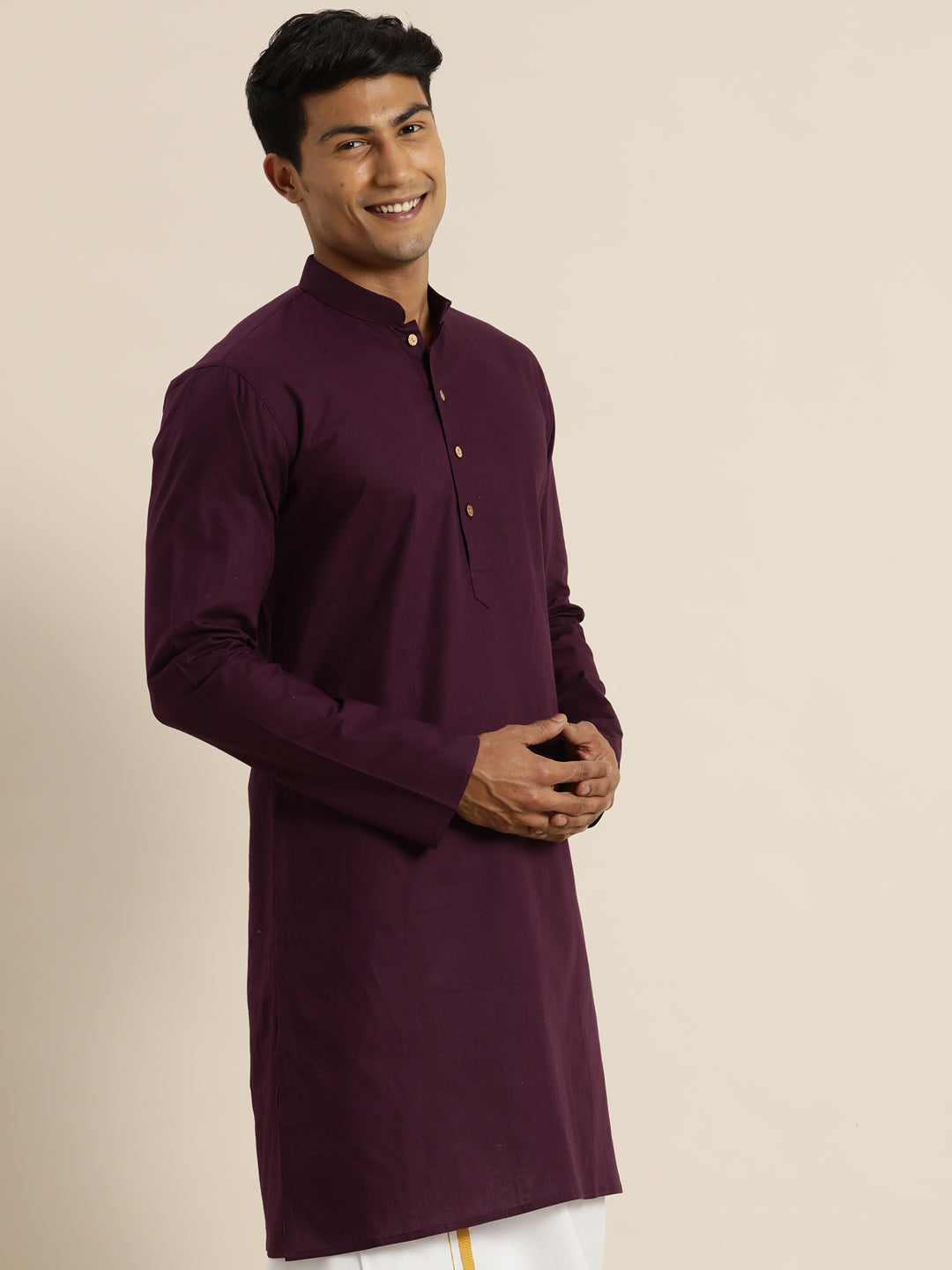 Vastramay Men's Purpe Cotton Kurta - Distacart
