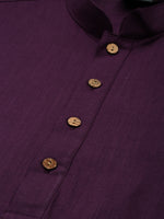 Thumbnail for Vastramay Men's Purple and White Cotton Blend Kurta And Mundu Set - Distacart