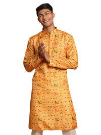 Thumbnail for Vastramay Men's Yellow Cotton Silk Kurta - Distacart