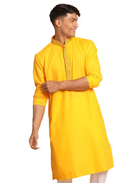 Thumbnail for Vastramay Men's Yellow Cotton Blend Kurta - Distacart