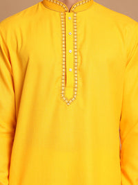 Thumbnail for Vastramay Men's Yellow And Cream Cotton Blend Kurta And Patiala Set - Distacart