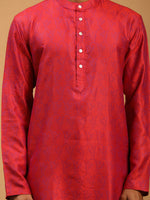 Thumbnail for Vastramay Men's Red Silk Blend Kurta & Pyjama - Distacart