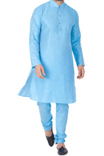 Thumbnail for Vastramay Men's Light Blue Silk Blend Kurta Pyjama Set - Distacart