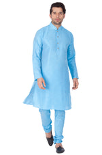 Thumbnail for VM by Vastramay Men's Light Blue Silk Blend Kurta Pyjama Set - Distacart