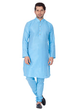 Thumbnail for VM by Vastramay Men's Light Blue Silk Blend Kurta Pyjama Set - Distacart