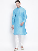 Thumbnail for Vastramay Men's Light Blue Silk Blend Kurta Pyjama Set - Distacart