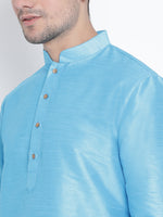 Thumbnail for VM by Vastramay Men's Light Blue Silk Blend Kurta Pyjama Set - Distacart