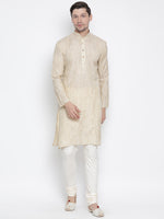 Thumbnail for Vastramay Men's Beige Cotton Blend Kurta Pyjama Set - Distacart
