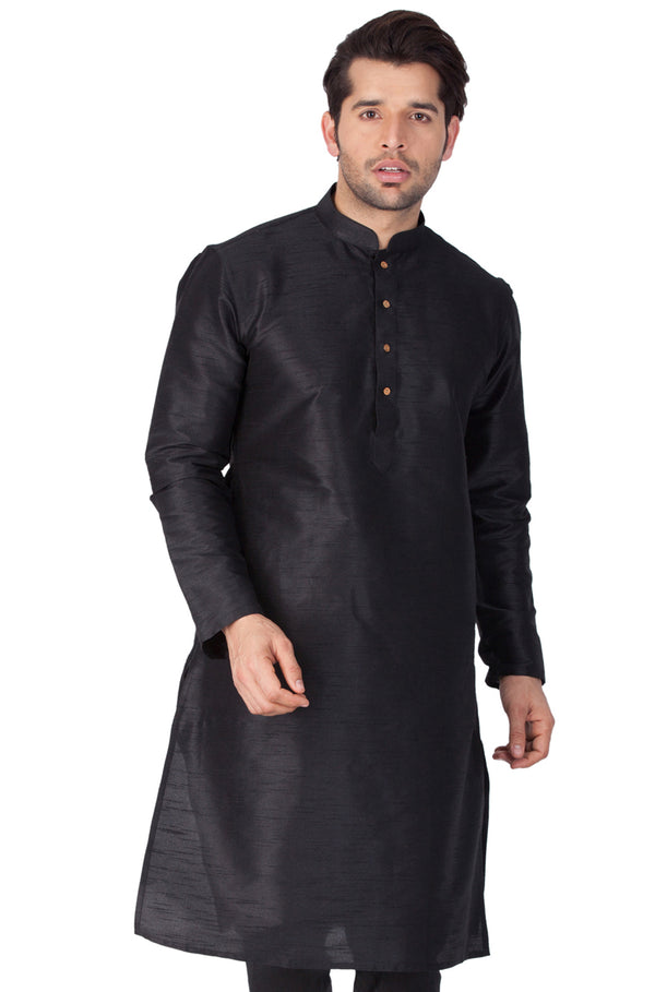 Vastramay Men's Black Silk Blend Kurta - Distacart