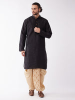 Thumbnail for VM by Vastramay Men's Solid Kurta And Embroidered Traditional Dhoti Set - Distacart